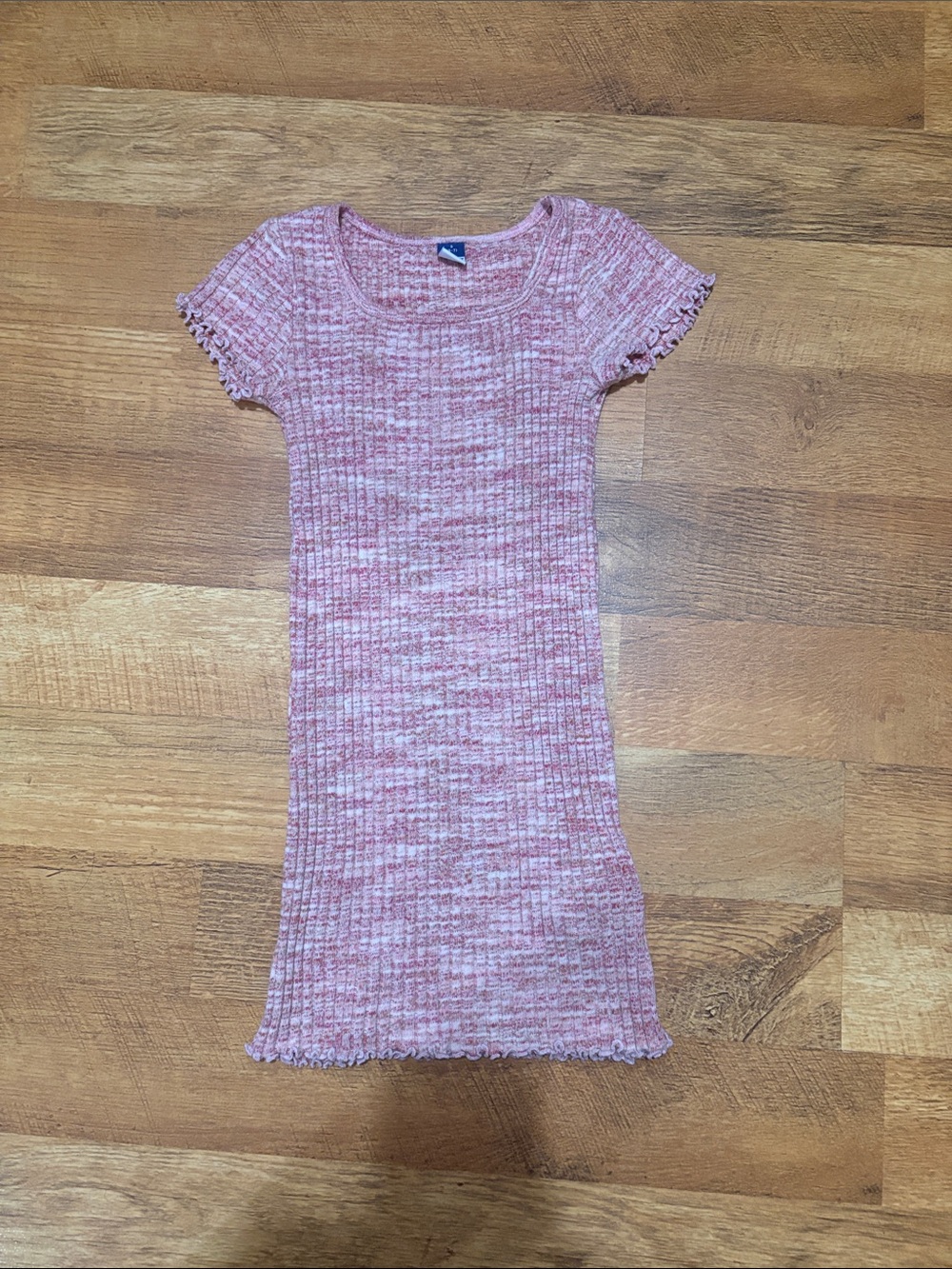 Old Navy Pink Marled Ribbed Short Sleeve Dress
